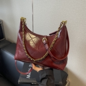 高级感菱格链条包包女2026新款 红色结婚新娘包复古百搭单肩斜挎包