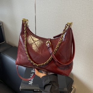 高级感菱格链条包包女2025新款红色结婚新娘包复古百搭单肩斜挎包