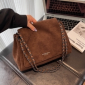 美拉德复古麂皮绒包包女秋冬高级感链条单肩包上班通勤百搭斜挎包