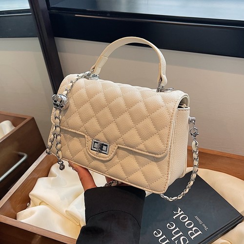 时尚菱格链条单肩斜挎手提小包