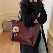 高级感复古红色大包包女2025新款 百搭质感单肩包大容量通勤托特包