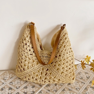 镂空编织包包女夏季 海边休闲度假沙滩草编包大容量单肩托特包 新款