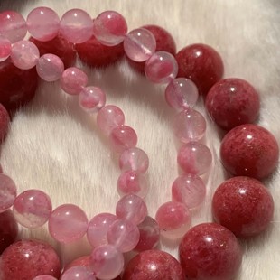 建木信使|【高品质】天然樱花雨蔷薇辉石鸽血红水晶手串原矿