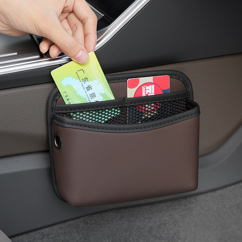车载置物袋车内放手机袋粘贴式多功能网兜收纳挂袋汽车储物盒用品