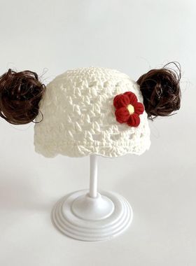 2021秋冬新款棉线毛线套头帽镂空帽护囟门宝宝帽婴儿新生儿百天帽