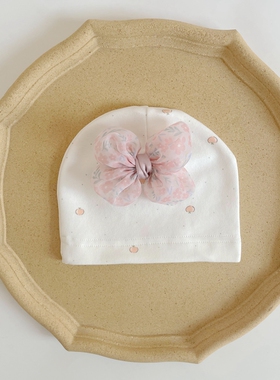 秋春新款男女宝宝婴儿新生儿百天周岁孩子棉布帽套头帽防风护囟门