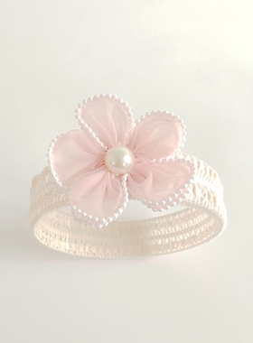 宝宝新生儿婴儿百天女宝发带饰品棉线不勒头护囟门柔软可爱发饰