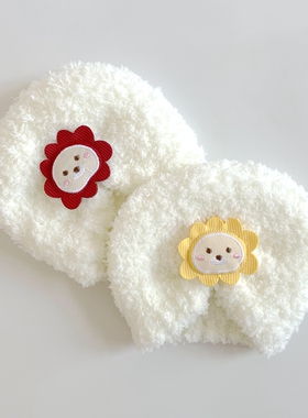 秋冬新款可爱毛绒绒儿童婴儿新生儿周岁宝宝毛线帽印度帽保暖护耳