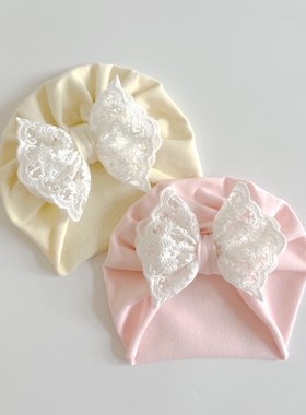 初生新生儿婴儿胎帽春秋季新款棉透气女宝宝护囟门帽印度帽无骨帽