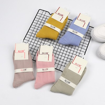 起球臭脚退海百娜纯棉中筒女秋冬