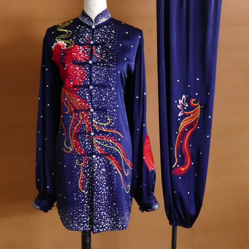 颐和迎春烫钻绣凤太极服男女团体比赛表演服练功服气功演出服定制