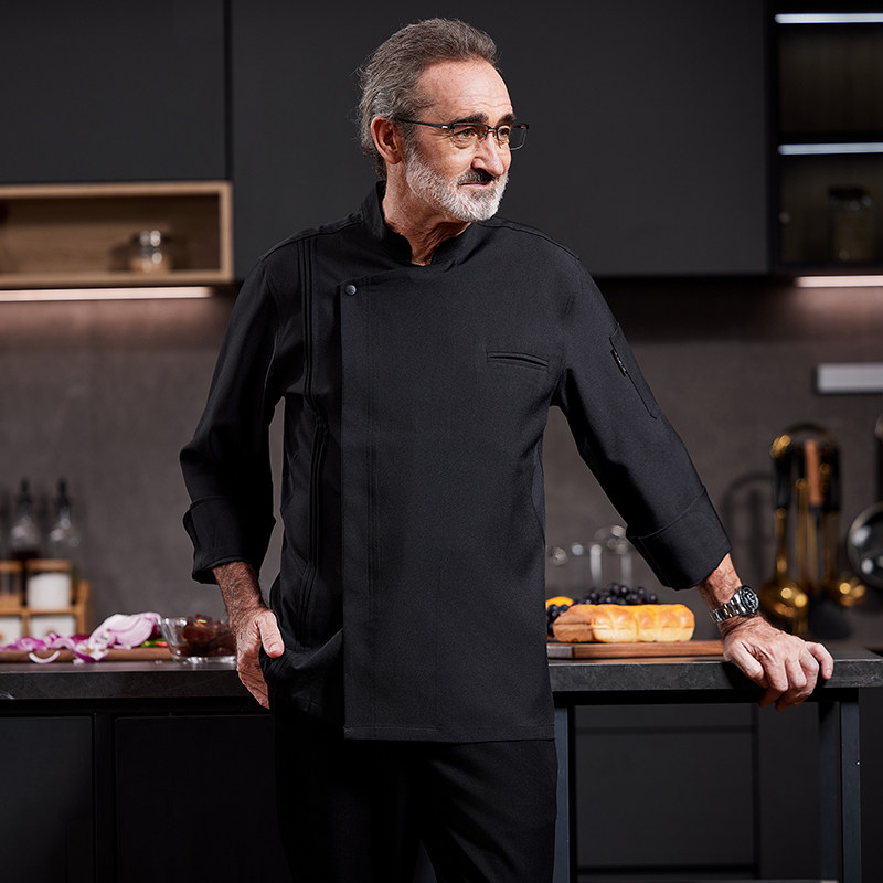 高级厨师工作服男定制秋冬季餐饮酒店饭店西餐后厨长袖厨师服套装