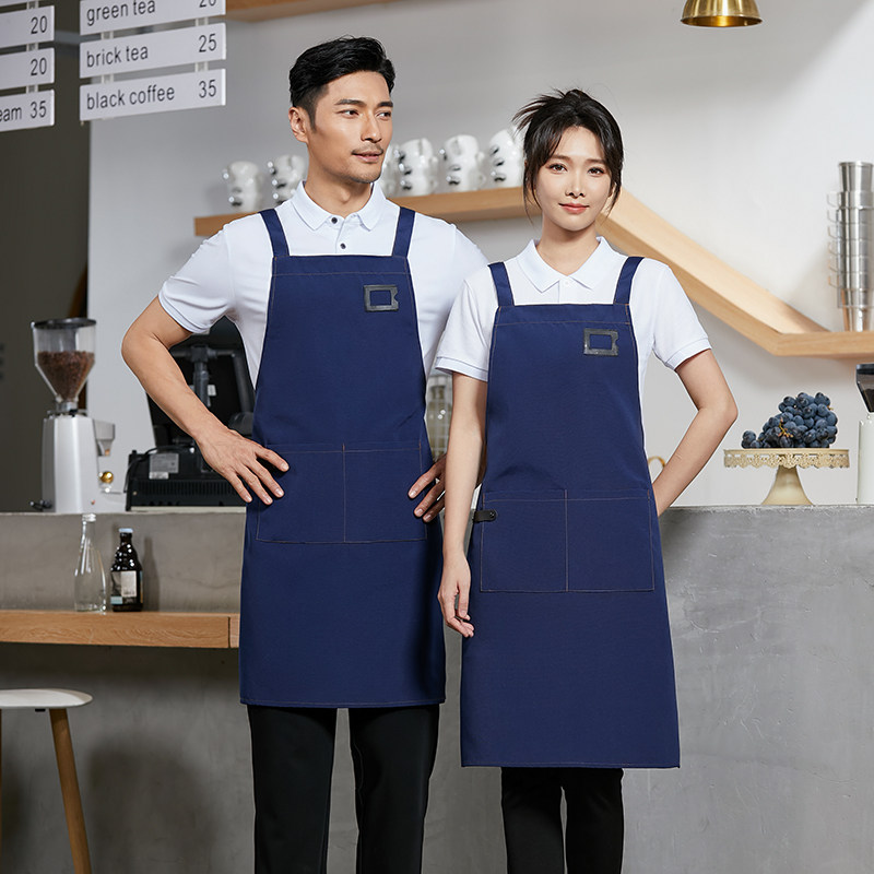 围裙定制logo印字饭店餐厅酒店服务员工作服女上班专用防水围腰男