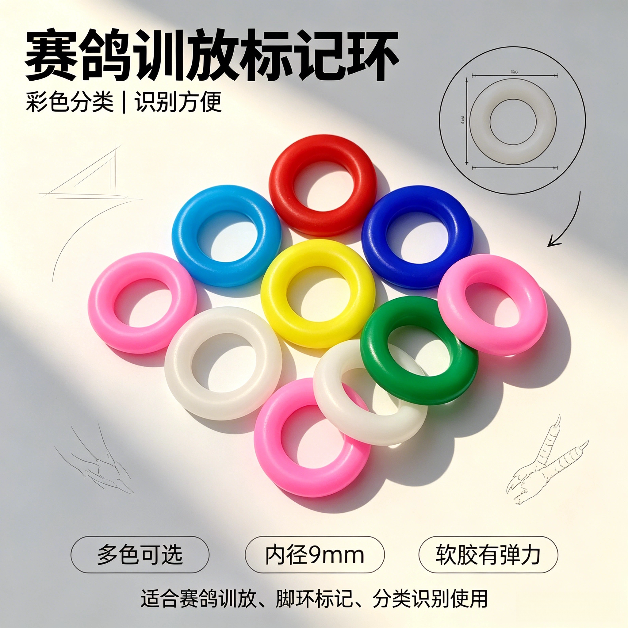 防滑圈鸽环信鸽软胶圈专用赛鸽子