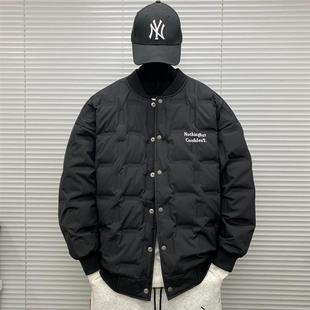 棒球领菱格羽绒衣服男士冬季装加大码青少年高级感潮牌2025潮外套