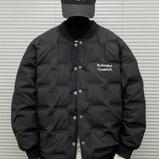 棒球领菱格羽绒衣服男士冬季装加大码青少年高级感潮牌美拉德外套