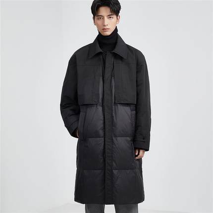 冬季长款羽绒服男款2024新款防风加厚白鸭绒风衣保暖过膝外套上衣