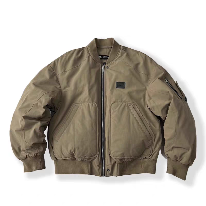 美式潮牌90白鸭绒工装飞行夹克羽绒服男冬季宽松加厚保暖短款外套