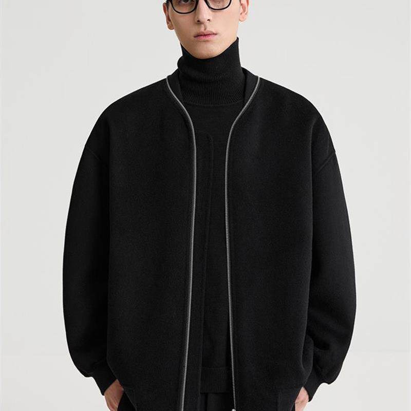 100%绵羊毛黑择明男士呢子夹克2025秋季新款宽松设计感双面呢外套,男装,毛呢大衣,淘宝优惠券,粉丝福利购,淘宝优惠卷