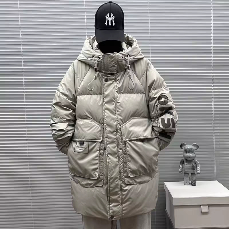 派克羽绒服男士中长款2025新款秋冬季加厚高中青少年学生潮牌外套