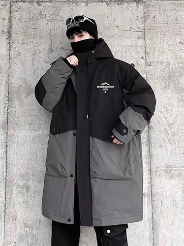 2025冬季新款中长款大码羽绒服男加厚保暖防寒服工装商场连帽外套
