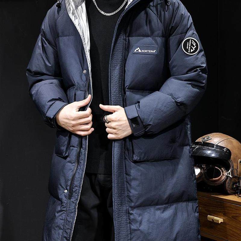 中长款羽绒服男冬季2025新款加厚保暖连帽男士多袋工装潮外套大码