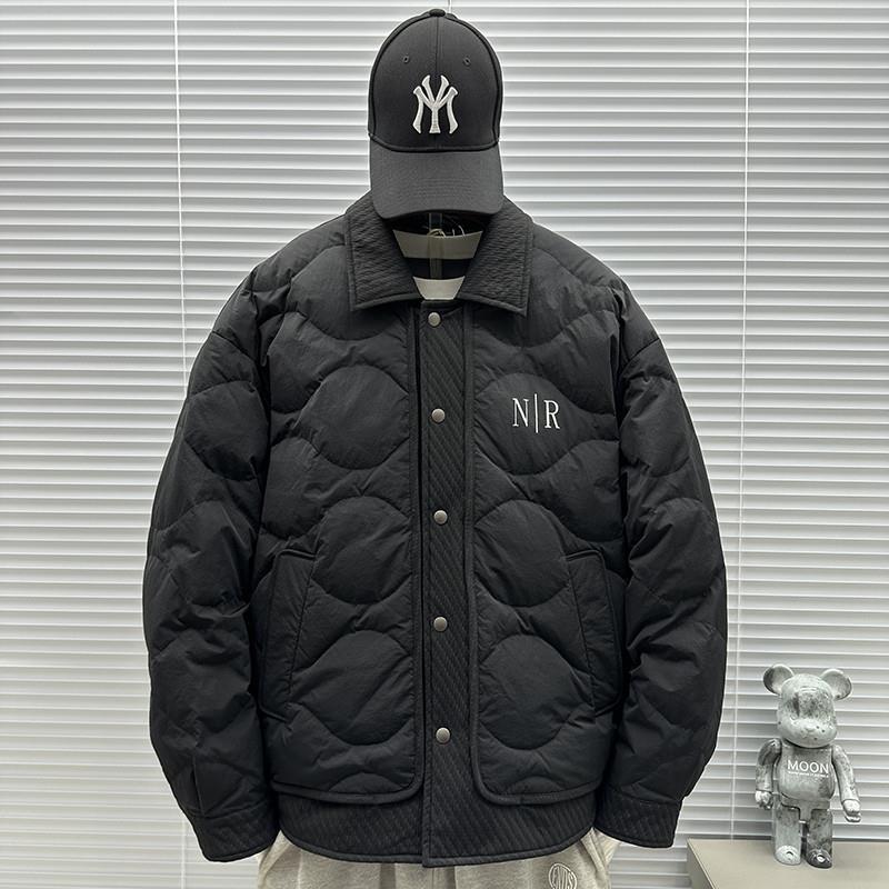 羽绒服男2024冬季新款青年翻领潮流轻薄衬衫夹克拼接保暖短款外套