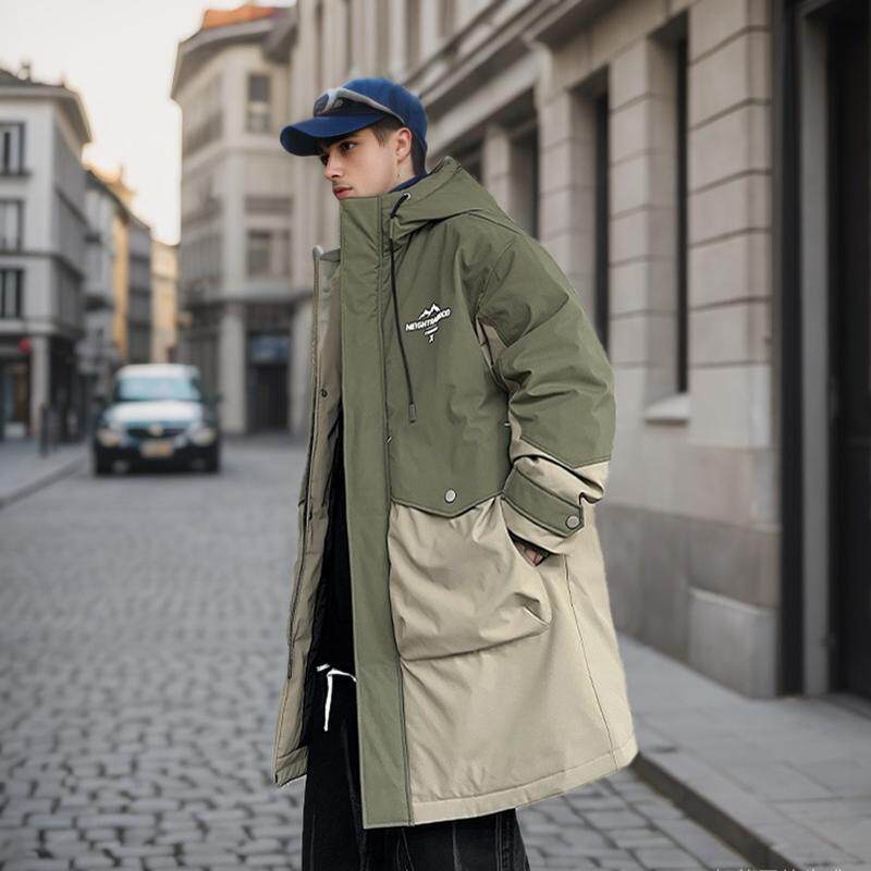 时尚男装防寒服中长款大码羽绒服男2025冬季新款加厚保暖外套大衣