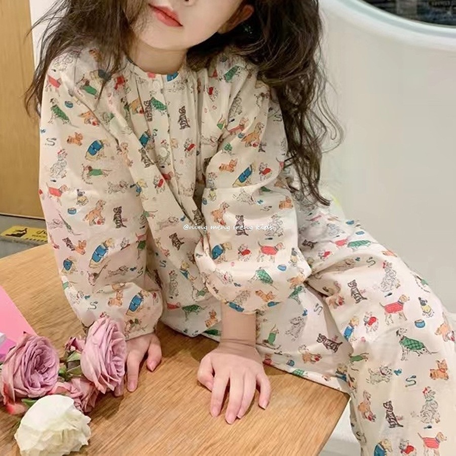 女童妈妈亲子款甜美小清新睡衣儿童卡通休闲慵懒长袖裤家居服套装