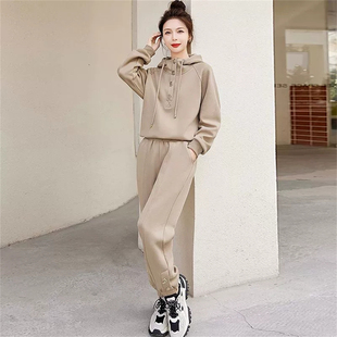 高级感休闲时尚运动套装女2026春秋季流行新款洋气连帽卫衣两件套