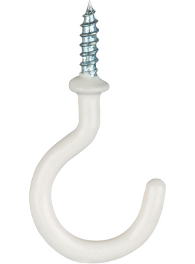 开口钩金属挂钩铁艺自攻螺丝钩环杯子钩子吊顶灯钩白色问号钩杯钩