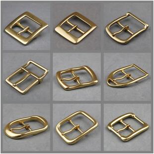 精选纯手工铜皮带扣40mm美式 9款 西部牛仔黄铜日字扣腰带针扣 包邮