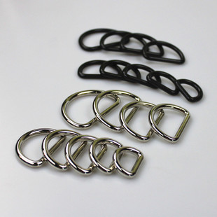 皮雕皮艺包包手袋五金配件D字扣D环圈黑色镍色金属环圈20mm至50mm