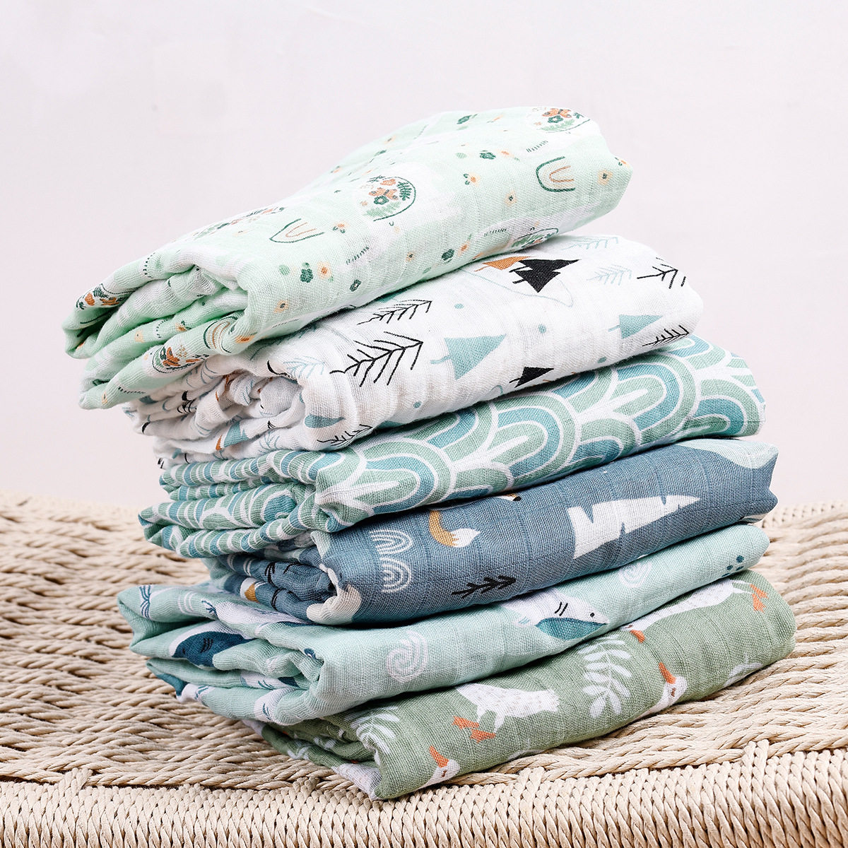 Kangobaby新生婴儿抱被muslin 纯棉纱布浴巾襁褓包巾baby blanket