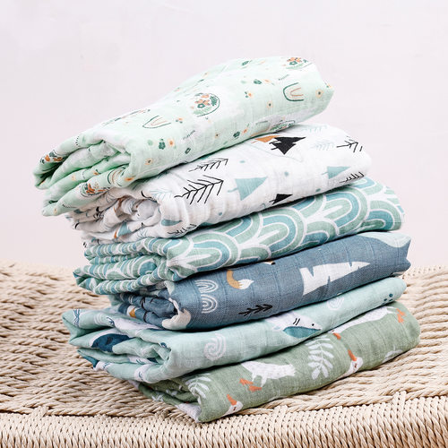 Kangobaby新生婴儿抱被muslin 纯棉纱布浴巾襁褓包巾baby blanket