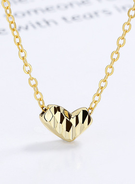 925纯银车花爱心项链女夏新款ins风个性设计感锁骨链轻奢气质饰品