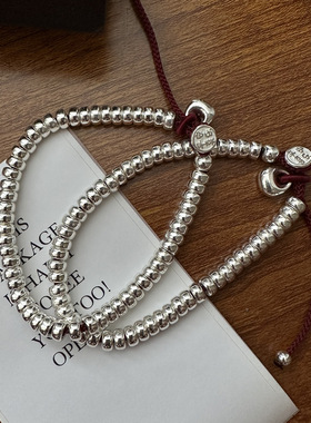 S925纯银时尚盘缠直播热卖红绳手链简约国潮新年款首饰品