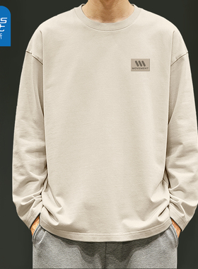 真维斯纯棉长袖t恤男款宽松内搭上衣男士春秋季新款圆领打底衫男Q