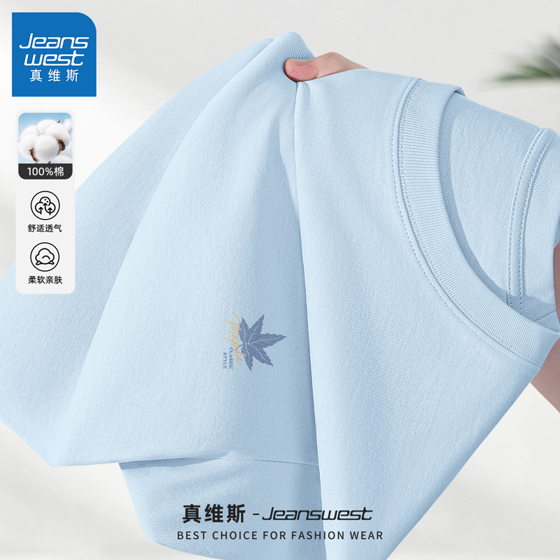 真维斯男士短袖t恤2025新款纯棉高级感半袖男夏休闲运动上衣男款