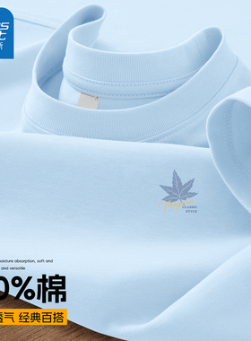 真维斯天蓝色短袖t恤男2025新款夏季纯棉半袖男款全棉男士上衣服L