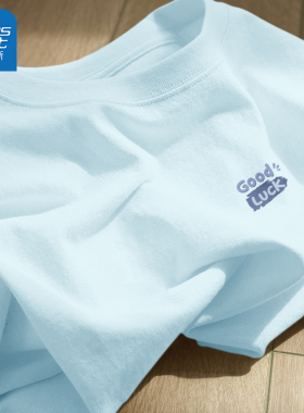 真维斯纯棉T恤男短袖青少年夏季蓝色上衣男款2026新款体恤男士潮L