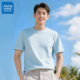 夏季 真维斯天蓝色纯棉男士 纯色男上衣L 宽松半袖 男款 短袖 t恤大码