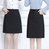 中长款 包臀半身裙防走光新款 显瘦遮胯高腰a字短裙黑色A字裙工作裙