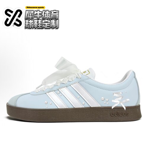 【定制球鞋】adidas neo Vl Court 海洋之心 丝带清新 浅蓝JQ2470