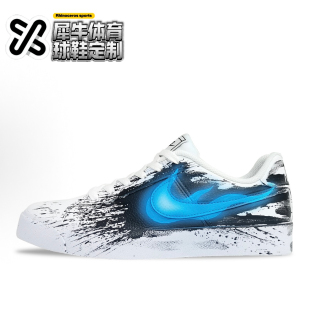 毒液3.0 BQ4222 103 Royale 蓝黑 Court Nike 定制球鞋 泼墨