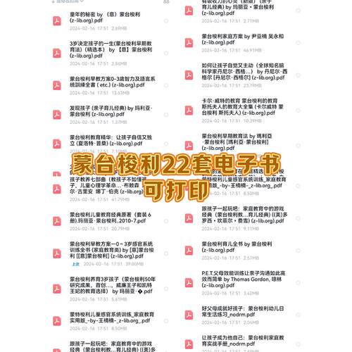 【电子版】早教育儿托育蒙台梭利蒙氏22套电子shu