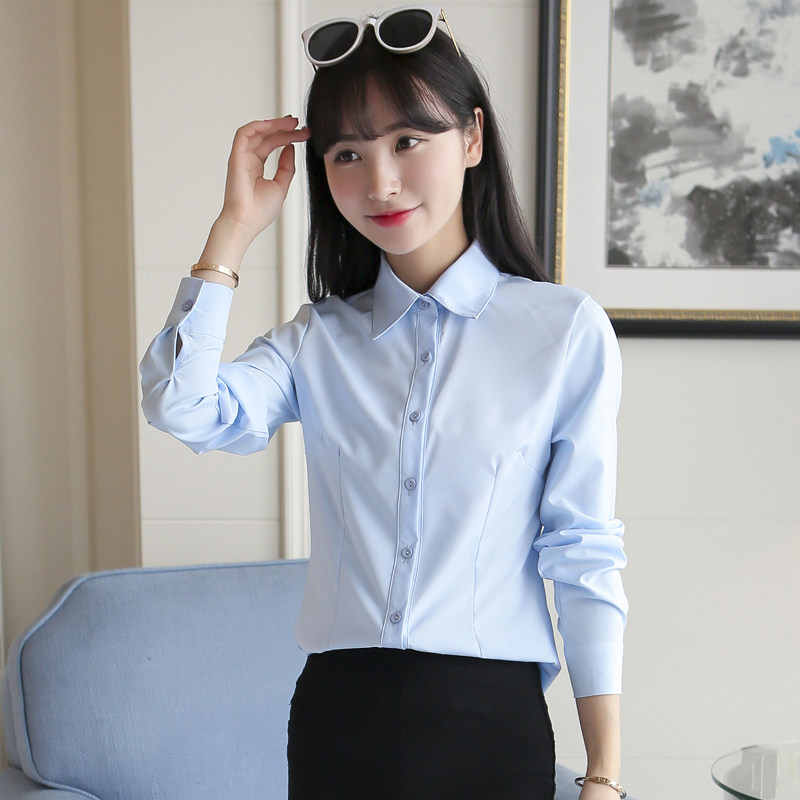2023秋季新品女式白衬衫女长袖通勤修身职业装OL正装打底衫女衬衣