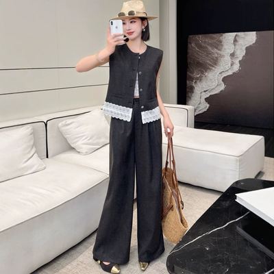 11149春季穿搭一整套高级感马甲阔腿裤时尚套装女2025新款三件套