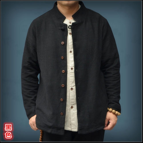 男装加大码短款亚麻中式春秋外套