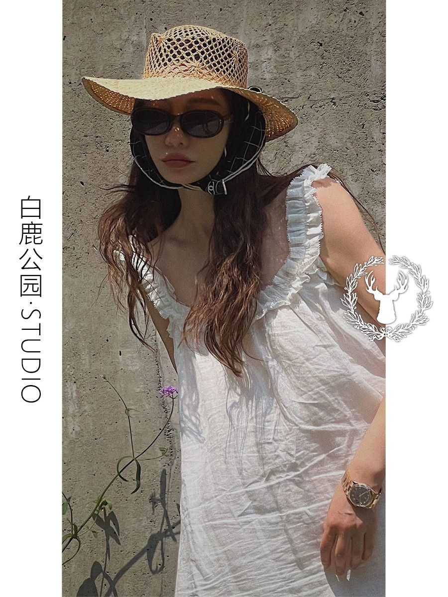 少女甜花边吊带睡衣女夏天2024年新款温柔公主风睡裙家居服连衣裙